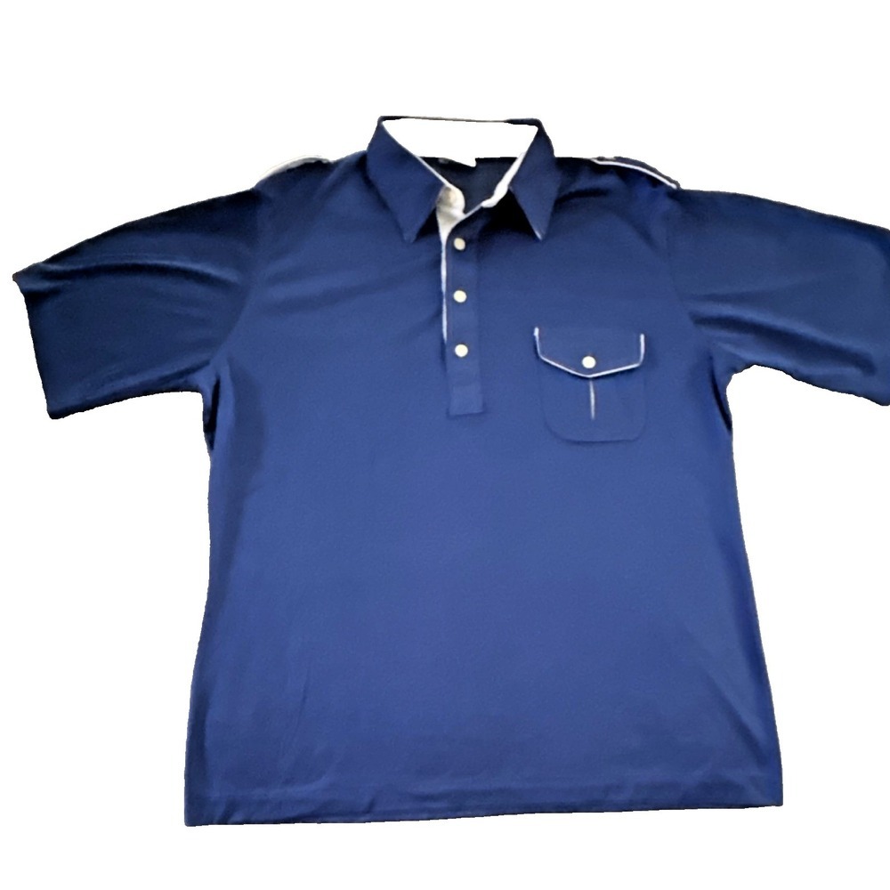 David Langman Beverly Hills Men's Size M Blue Polo Shirt Short Sleeve Pocket